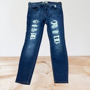 Mudd FLX Stretch Skinny Jeans Womens Size 13 Distressed Dark Wash Denim